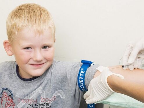 If parasite infection is suspected, children donate blood for analysis.